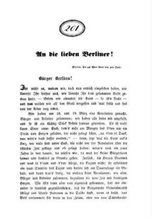An die lieben Berliner!