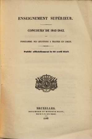 Enseignement supérieur : concours général. 1841/42 (1841), 10. Apr.