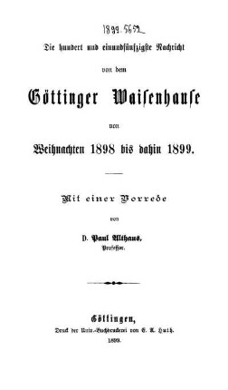 151: Nachricht von dem Göttinger Waisenhause