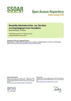 Bezahlte Nächstenliebe: zur Struktur sozialpädagogischen Handelns
