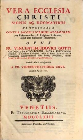 Vera ecclesia Christi signis ac dogmatibus demonstrata
