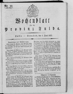 Nr. 22, Ausgabe vom 1. Juni 1833 [S. 440/441 fehlt]