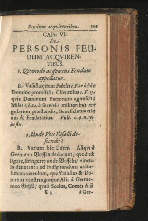 Cap. VI. De Personis Feudum Acquirentibus.