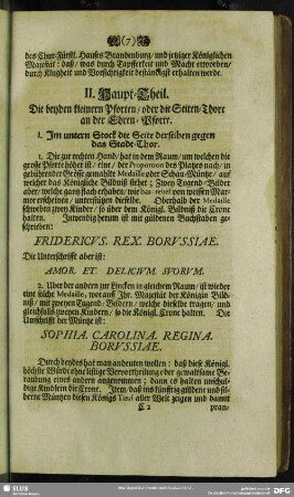 II. Haupt-Theil. Die beyden kleinern Pforten, oder die Seiten-Thore an der Ehren-Pforte