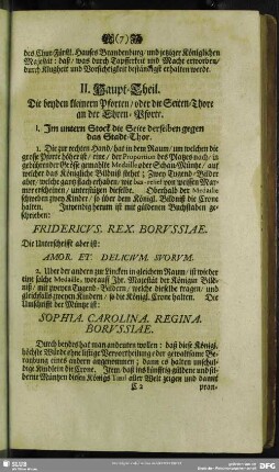 II. Haupt-Theil. Die beyden kleinern Pforten, oder die Seiten-Thore an der Ehren-Pforte