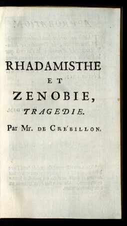 Rhadamisthe Et Zenobie Tragedie : Tragedie