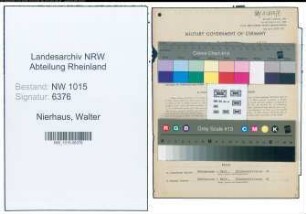 Entnazifizierung Walter Nierhaus , geb. 29.06.1907 (Verkaeufer)