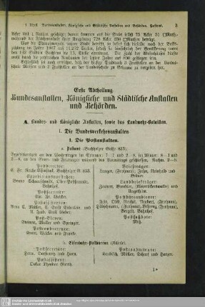 Erste Abtheilung. Behördenverzeichnis : Erste Abtheilung. Bundesanstalten, Königliche und Städtische Anstalten und Behörden