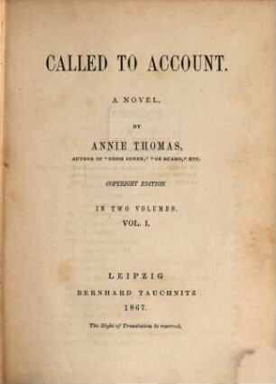 Called to account : a novel, 1