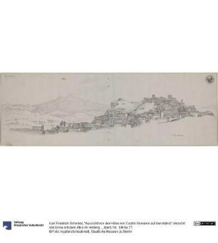 "Aussicht von der Höhe von Castro Giovanni auf den Aetna" / Ansicht von Enna mit dem Ätna im Hintergrund
