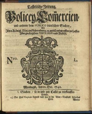 Nro. L, Montags, den 10. Dec. 1742
