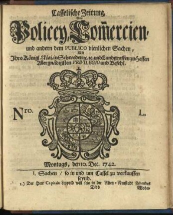 Nro. L, Montags, den 10. Dec. 1742
