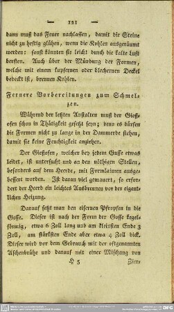 Fernere Vorbereitungen zum Schmelzen