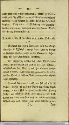 Fernere Vorbereitungen zum Schmelzen
