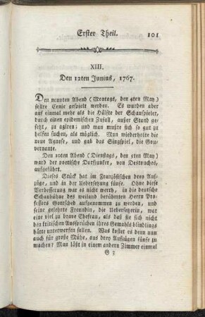 XIII. Den 12ten Junius, 1767