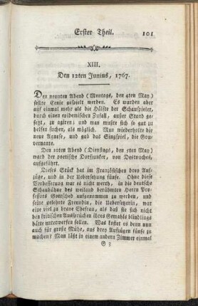 XIII. Den 12ten Junius, 1767
