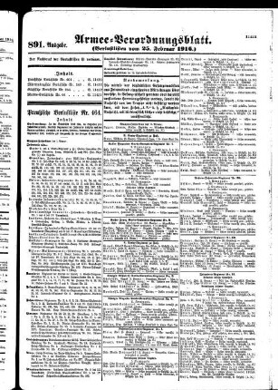 891. Ausgabe. Freitag, 25. Februar 1916