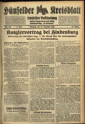 Zweite Ausgabe vom Dienstag, den 27. Dezember 1932.