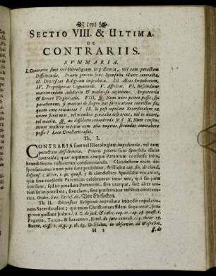 Sectio VIII. & Ultima. De Contrariis.