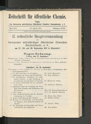 Heft XVI. 30. August 1912. Jahrgang XVIII.