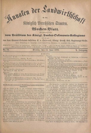 No. 24. Berlin, den 15. Juni 1870. X. Jahrgang.