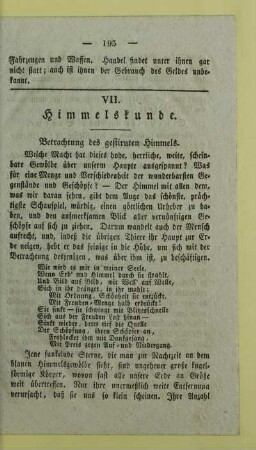 VII. Himmelskunde