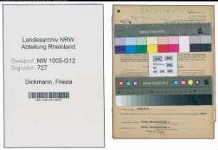Entnazifizierung Frieda Dickmann , geb. 21.01.1911 (Kauffrau)