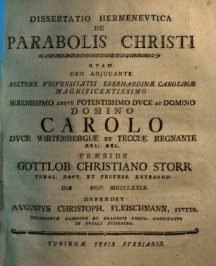 Diss. hermeneut. de parabolis Christi