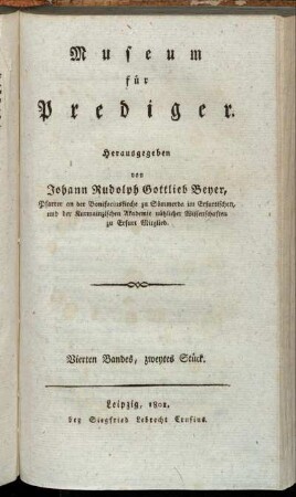 Vierten Bandes, zweytes Stück.