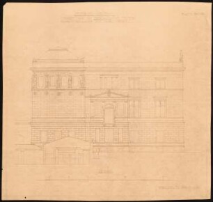 Pergamon-, Deutsches und Vorderasiatisches Museum auf der Museumsinsel, Berlin: Ansicht vom Neuen Museum, Schnitt durch den Übergang vom Neuen Museum