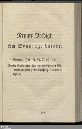 Neunte Predigt. Am Sonntage Lätare