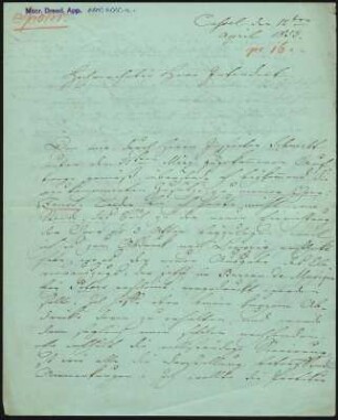 Brief von Louis Spohr an Franz von Dingelstedt
