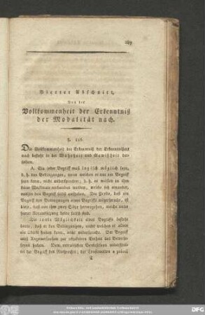 Vierter Abschnitt. Von der Vollkommenheit der Erkenntniß der Modalität nach.