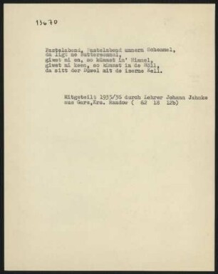 Fastelabend, Fastelabend unnern Schemmel,