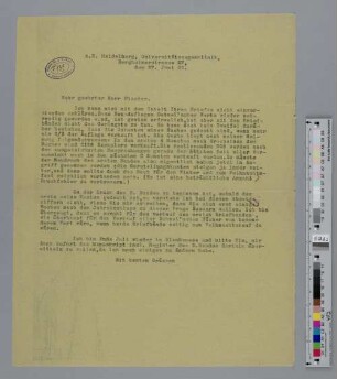 Brief an Samuel Fischer