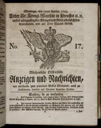 No. 17. Montags, den 23ten Aprilis, 1753.