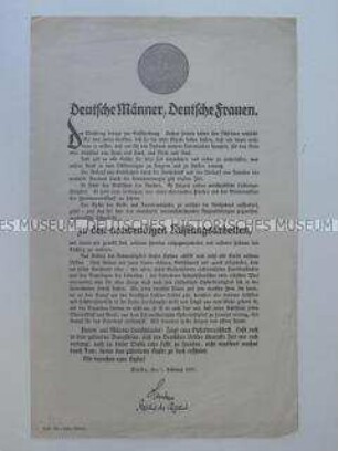 Flugblatt mit dem Aufruf zu erhöhter Opferbereitschaft für die Kriegsfinanzierung