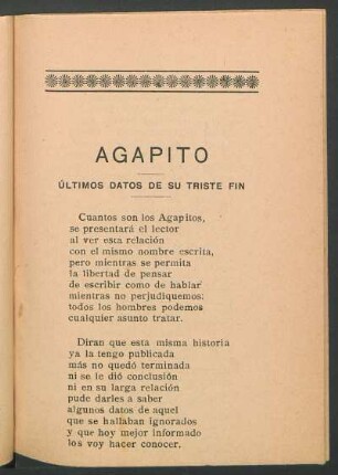Agapito : Últimos datos de su triste fin