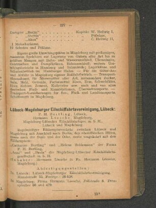 Lübeck-Magdeburger Eilschiffahrtsvereinigung, Lübeck: