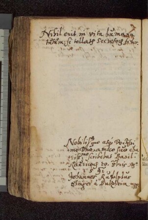 Johannes Rudulphus Ehinger. – Incipit: Nihil erit in vita humana tutum. – Basel, 1588