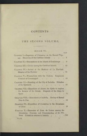 Contents of the second volume.