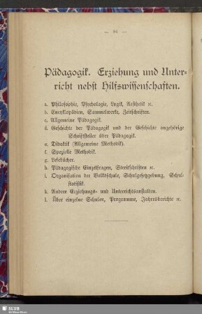 [IX.] Pädagogik, Erziehung und Unterricht nebst Hilfswissenschaften
