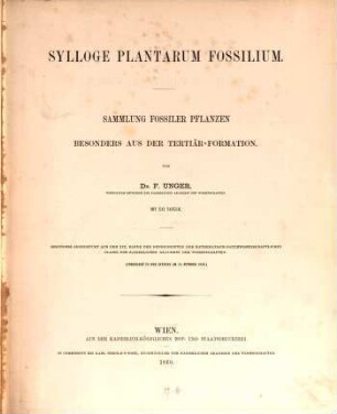 Sylloge plantarum fossilium : Sammlung fossiler Pflanzen, besonders aus der Tertiär-Formation. [1]