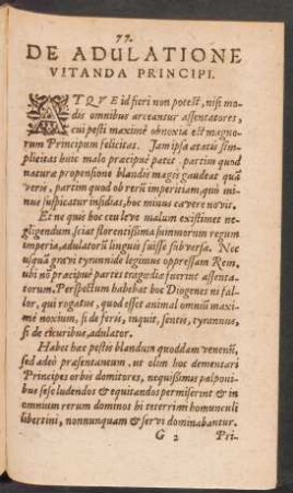 De Adulatione Vitanda Principi.