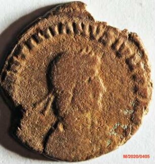 Römische Münze, Nominal Maiorina, Prägeherr Valentinianus II., Prägeort Lyon, Original