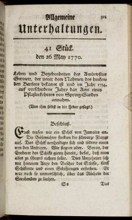 41 Stück. den 26 May 1770.
