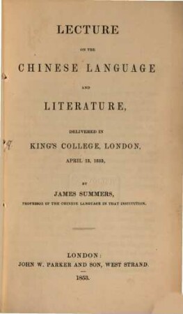 Lecture on the chinese language and literature