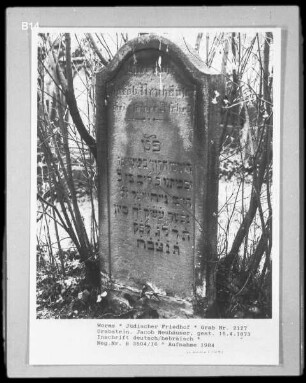 Grabstein von Jacob Neuhäuser (gestorben 1873.04.15)