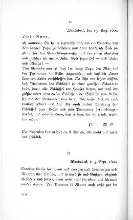 62 Wandsbeck, den 15. Aug. 1800.