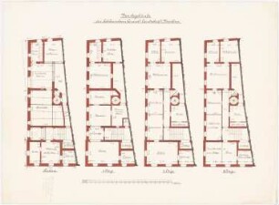 Schlesische Generallandschaft, Breslau: 4 Grundrisse: Erdgeschoss, 1., 2., 3.Obergeschoss, Maßstabsleiste